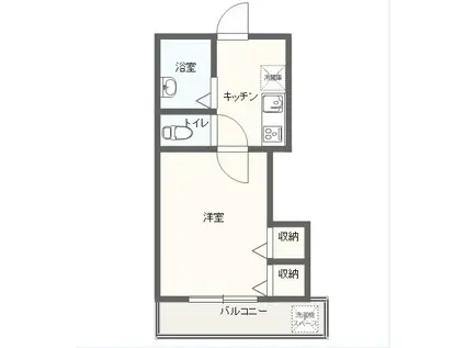 コンフォート黄金町(1K/2階)の間取り写真