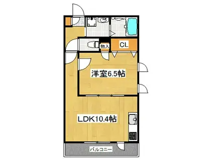 エスポワール中原(1LDK/1階)の間取り写真