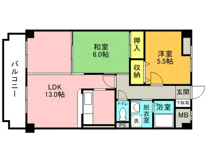 ノーブルホビー(2LDK/3階)の間取り写真
