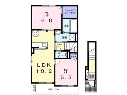 イルシュアA(2LDK/2階)の間取り写真