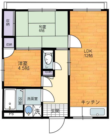 コーポ鈴木(2LDK/2階)の間取り写真