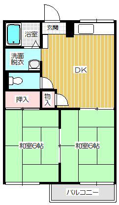 フレグランスジュン(2DK/2階)の間取り写真