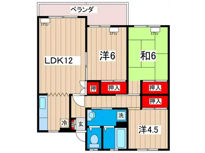 Kマンション(3LDK/2階)の間取り写真