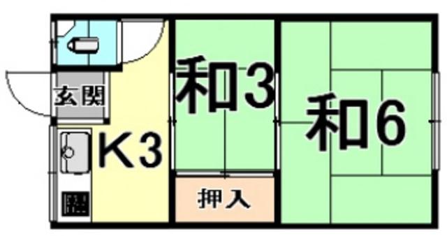 岡村文化(2K/2階)の間取り写真