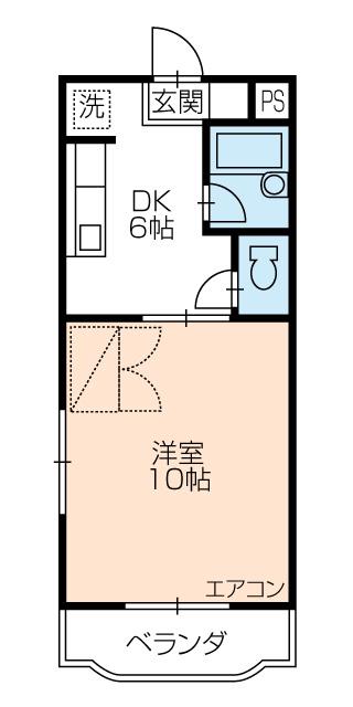 ベルデパルク(1DK/3階)の間取り写真