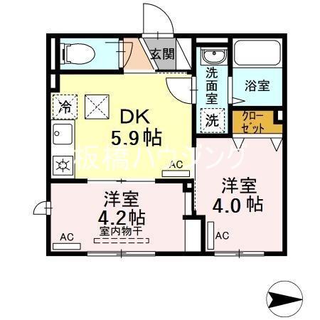 ラリュール小茂根(2K/1階)の間取り写真