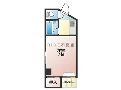 ロイヤルビル田辺(1K/4階)の間取り写真