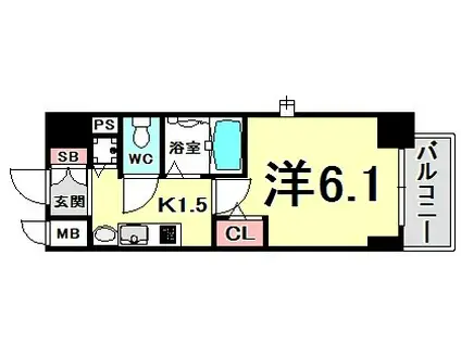 プレサンス神戸西スパークリング(1K/4階)の間取り写真