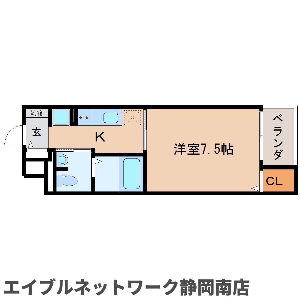 グランディー豊原町(1K/4階)の間取り写真