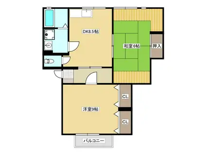 深田アパートII(2DK/2階)の間取り写真