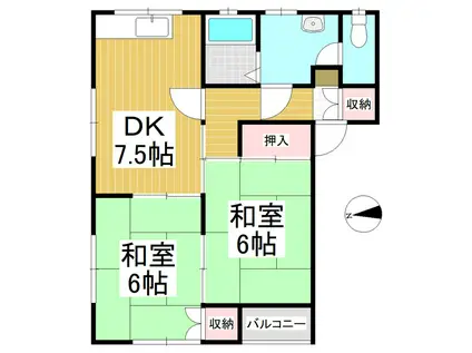 NAGAWA142(2DK/2階)の間取り写真