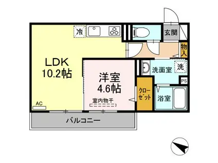 D-ROOM内山II(1LDK/1階)の間取り写真