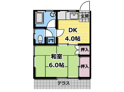 長谷川ハイツ(1DK/1階)の間取り写真