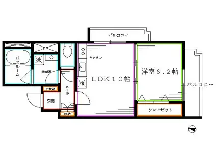 中野坂上 かんよう荘(1LDK/5階)の間取り写真