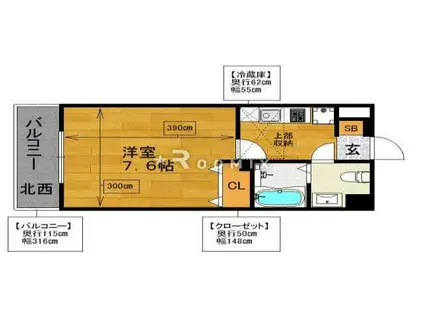 エンクレスト六本松(1K/8階)の間取り写真
