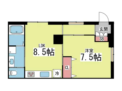 六甲グリーンハイツ(1LDK/1階)の間取り写真