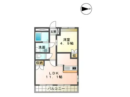 ＪＲ篠栗線 飯塚駅 徒歩6分 2階建 築13年(1LDK/2階)の間取り写真