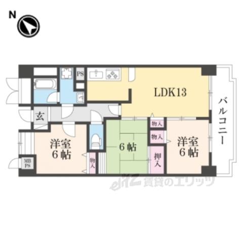 エール豊岡(3LDK/10階)の間取り写真
