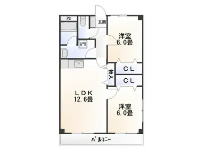 ユニヴェールKODAMA(2LDK/3階)の間取り写真