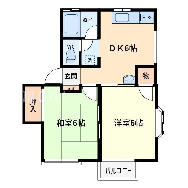 ハイツジュネス(2DK/1階)の間取り写真