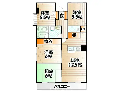 パールホワイト鍛冶町(4LDK/3階)の間取り写真