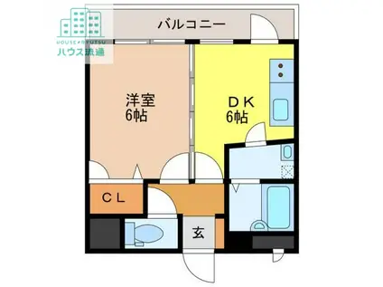 クオーレ中川(1DK/3階)の間取り写真