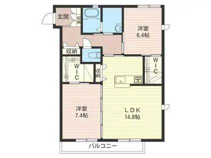シャーメゾンやすらぎ(2LDK/2階)の間取り写真
