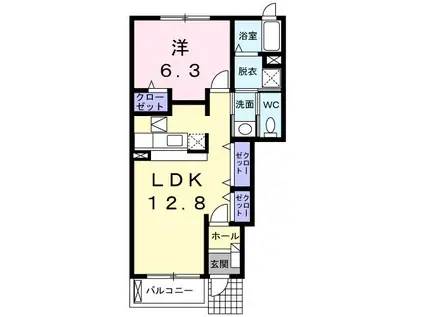 サンローレル A(1LDK/1階)の間取り写真