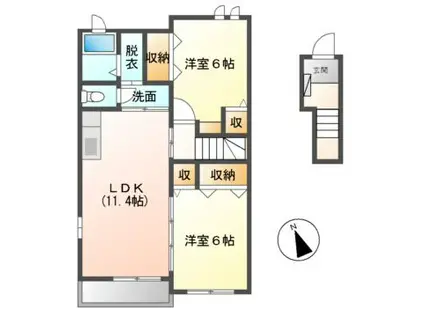 アスリート(2LDK/2階)の間取り写真