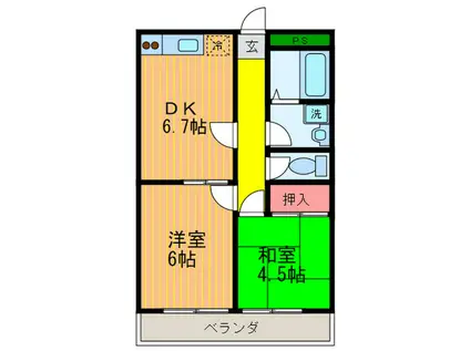 リッツハウス瀬戸川(2DK/1階)の間取り写真