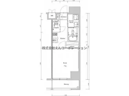エンクレスト天神ウエスト(1K/10階)の間取り写真