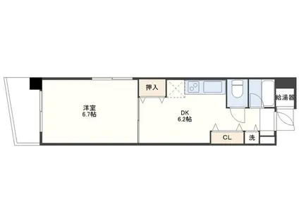 ヒルサイドプレイス(1DK/9階)の間取り写真