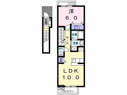 マルガリータA(1LDK/2階)の間取り写真