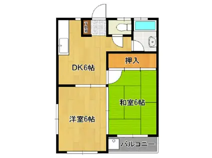 鵜津ロイヤルハイツ(2DK/3階)の間取り写真