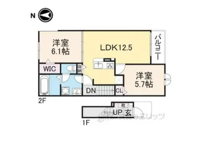 ソレイユカヤノVI(2LDK/2階)の間取り写真