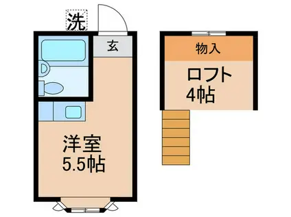 グラスメイ(ワンルーム/1階)の間取り写真