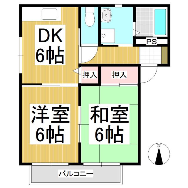 シャーメゾンひめひまわりA棟(2DK/1階)の間取り写真