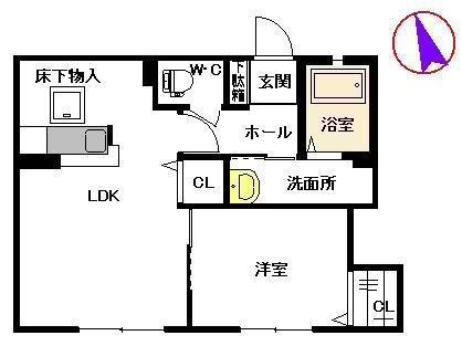 翠翠ガーデンII(1LDK/1階)の間取り写真