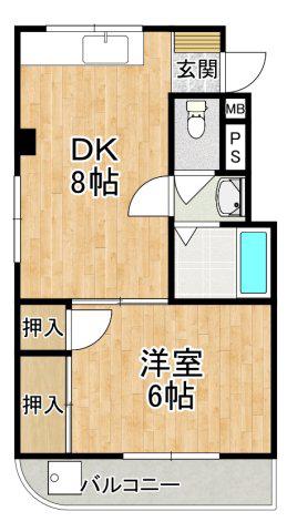 サンハイム(1DK/4階)の間取り写真