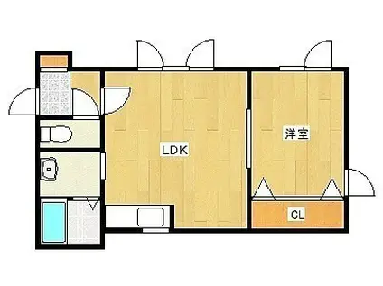 レインボーハウスOZ(1LDK/2階)の間取り写真