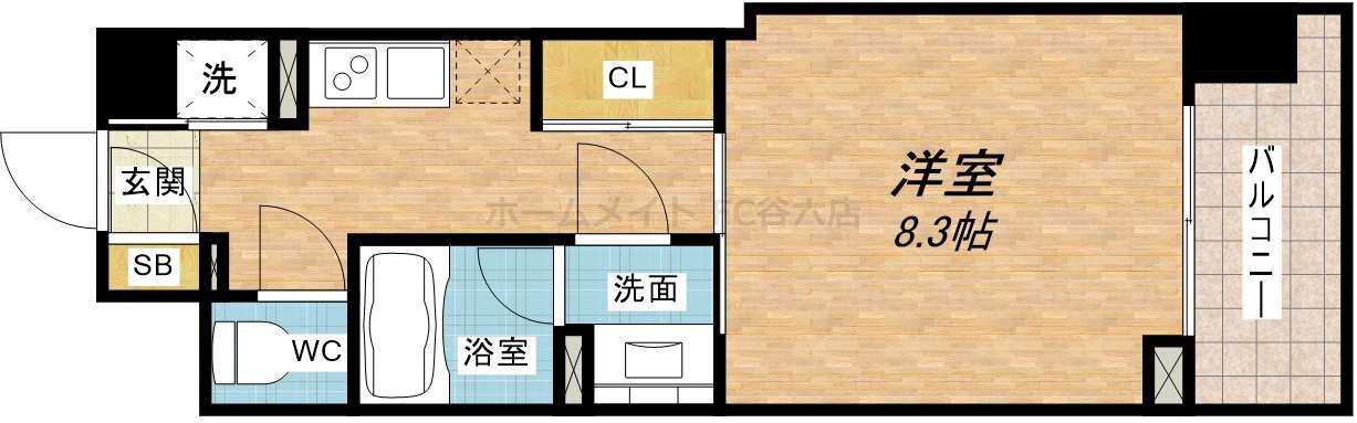 アスヴェルタワー大阪城ウエスト(1K/5階)の間取り写真