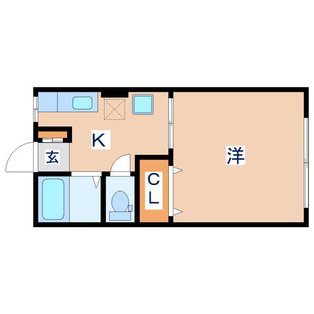 ノーブルC(1K/1階)の間取り写真