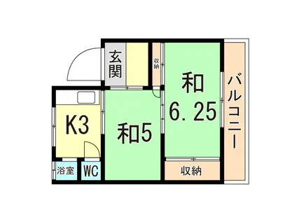 ロイヤルハイツ(2DK/3階)の間取り写真