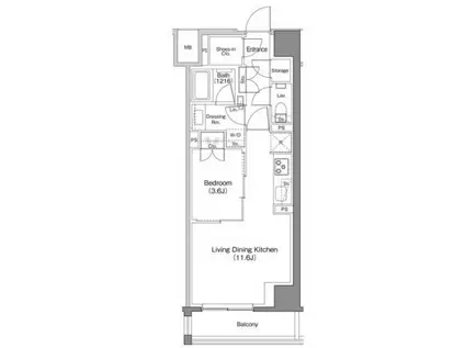 ザ・パークハビオ日本橋馬喰町(1LDK/8階)の間取り写真