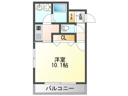 エナブル塚本Ⅱ(1K/2階)の間取り写真