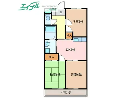 リヴェール(3DK/2階)の間取り写真