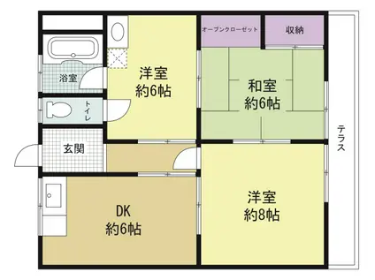 真藤ビル(2SDK/3階)の間取り写真