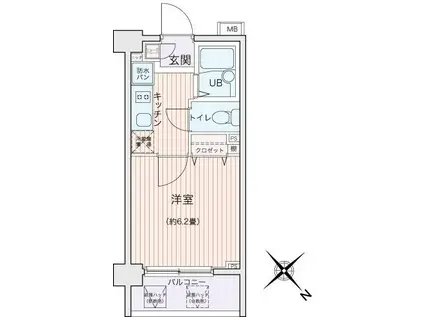 エコロジー都立大学レジデンス(1K/4階)の間取り写真