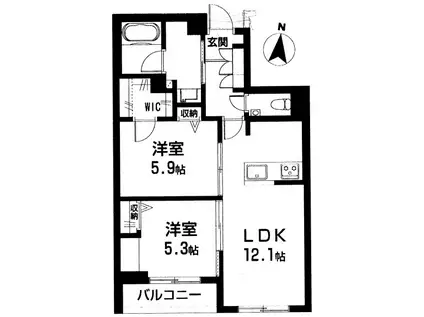 BLANC NOIR(2LDK/3階)の間取り写真