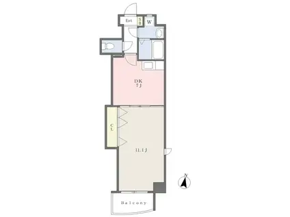 ミーナ砂津(1DK/4階)の間取り写真